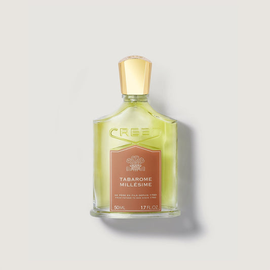 Tabarome Millésime Frasco de perfume Creed Tabarome Millésime de 50 ml sobre fondo blanco